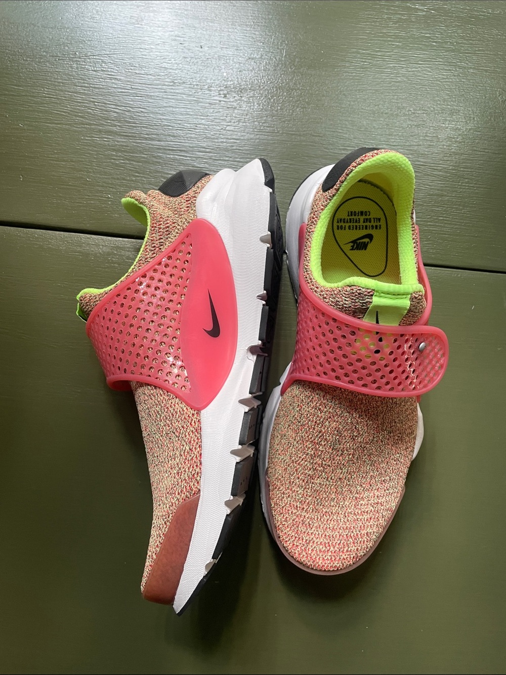 Nike Kids Slip-On Sneakers in Pink and Neon Green